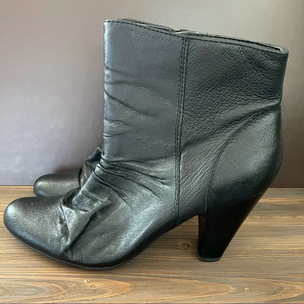 A.N.A. (Ana)  Black Leather Heeled Booties